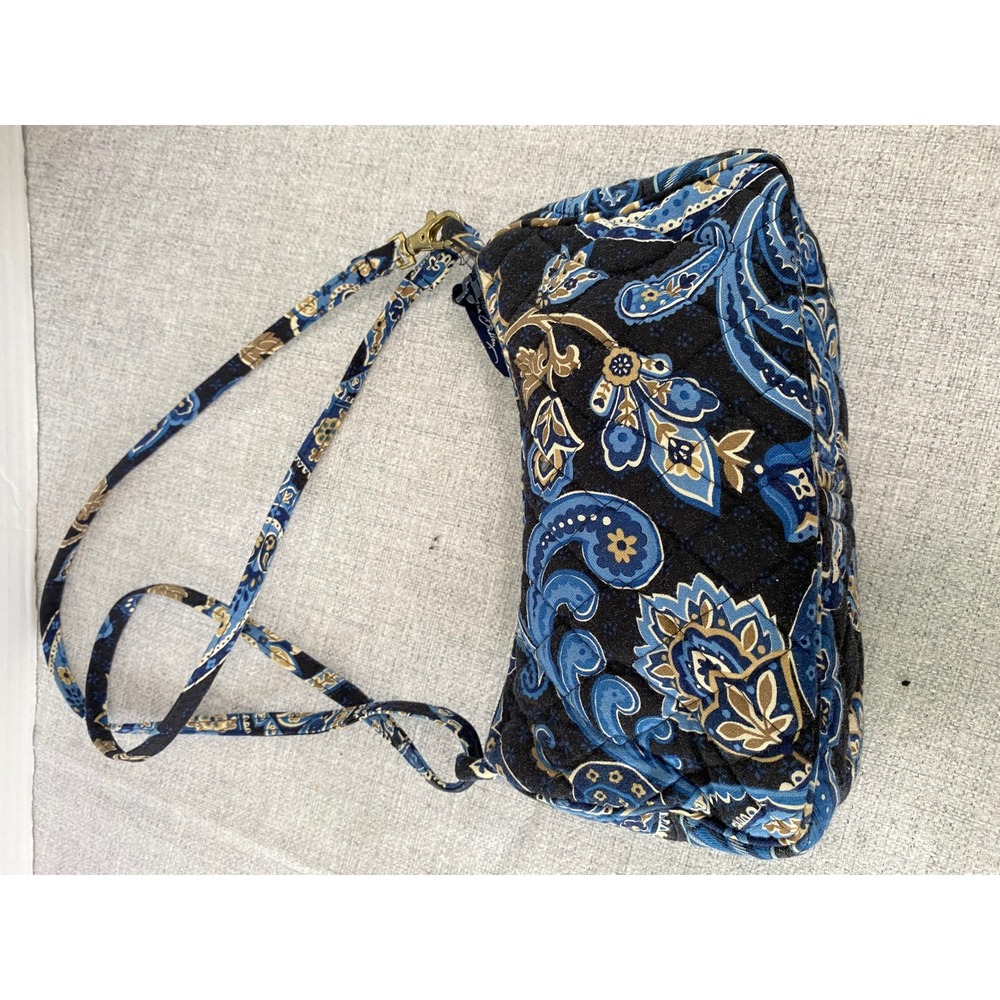 Vera Bradley Shoulder Bag Women Small Blue Moon Blooms Quilted Paisley Excellent - Picture 6 of 13